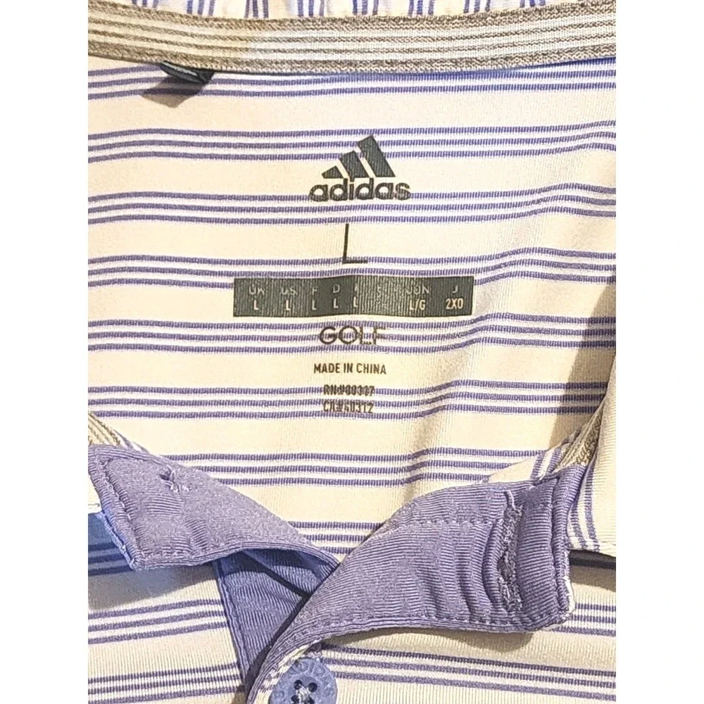 Adidas Golf Men's Polo Shirt, Size L, Purple Stripe, Stonebriar CC